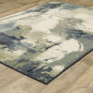 Sienna Blue/Green 2 ft. x 8 ft. Contemporary Abstract Polypropylene Indoor Runner Area Rug