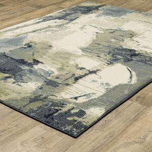 Sienna Blue/Green 7 ft. x 9 ft. Contemporary Abstract Polypropylene Indoor Area Rug