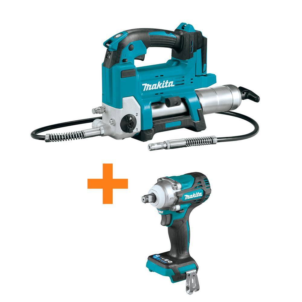 Makita 18V LXT Lithium-Ion Grease Gun (Tool Only) with 18V LXT Lithium-Ion  Brushless 4-Speed 1/2 in. Sq. Drive Impact Wrench XPG01Z-XWT14Z The Home  Depot