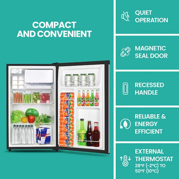 Koolatron Stainless Steel Compact Fridge with Freezer, 6.2 cu. ft. (176L),  Silver and Black, With Glass Shelves KBC-190SS - The Home Depot