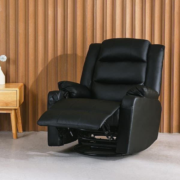 Merra Black Plush Leather Recliner, Plush Leather Chair