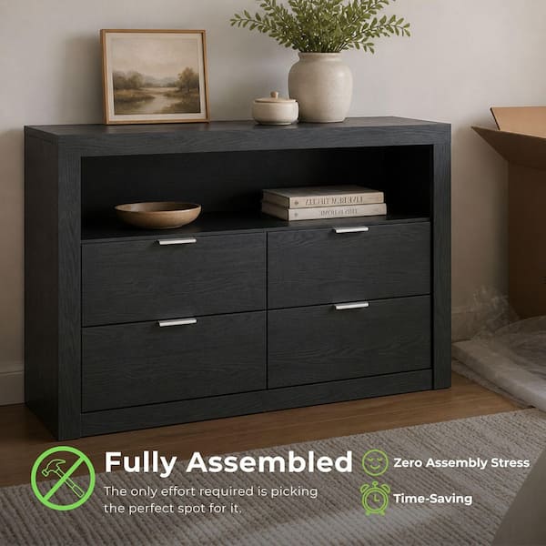 assembled black dresser GZMR 7 storage Spaces, assembled wardrobe lockers Black Acacia 7 -Drawer 11-in W Standard dresser in the Dressers department at Lowes.com