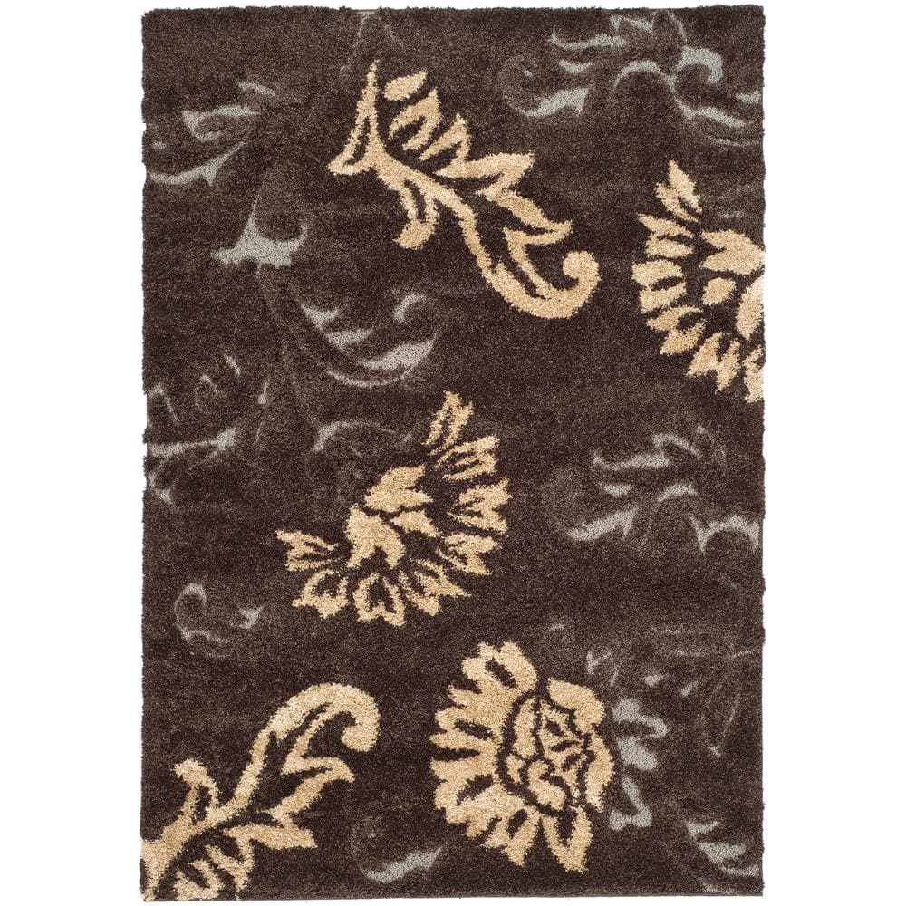 Florida Shag Dark Brown/Smoke 5 ft. x 8 ft. Floral Area Rug price history on PriceWatchPro