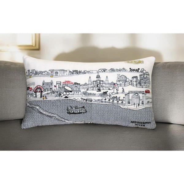 Cream Solid Polyester 14 in. x 24 in. Throw Pillow