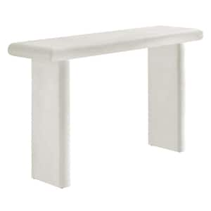 Relic 15 in. in White Rectangle Solid Mango Wood Concrete Textured Console Table