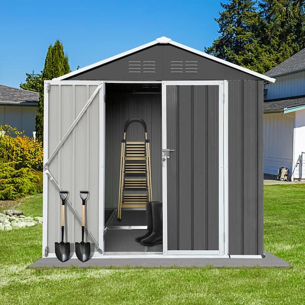 6 ft. W x 4 ft. D Electro-Galvanized Metal Sheds and Outdoor Storage Shed with Double Doors, Tool Sheds(24 sq. ft.)