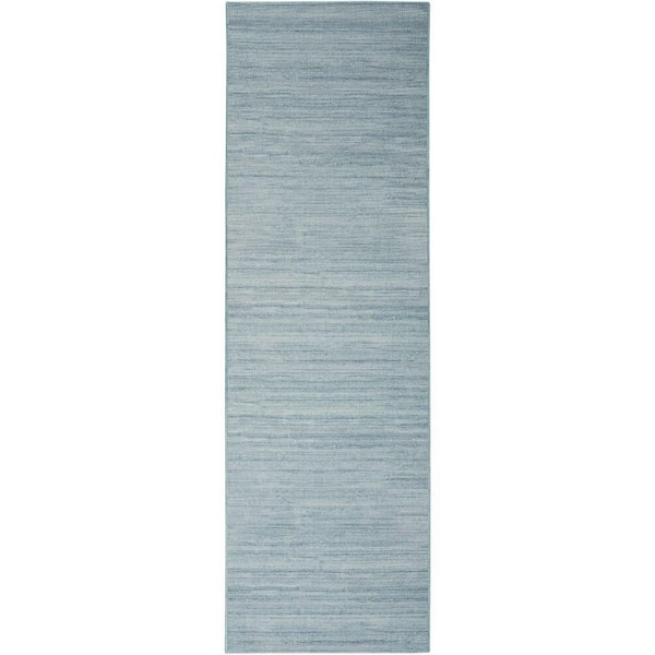 Nourison Washable Essentials Aqua 2 ft. x 8 ft. All-over design Contemporary Runner Area Rug