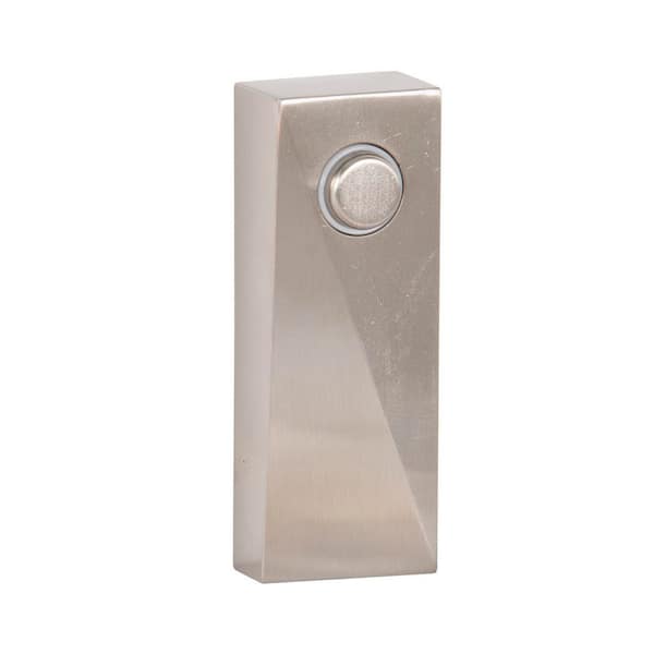 Wired Surface Mount Brushed Polished Nickel Finish Doorbell Push Button with Illuminated LED Chime Button