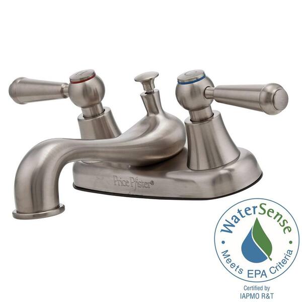 Pfister Pfirst Series 4 in. Centerset 2-Handle Bathroom Faucet in Brushed Nickel