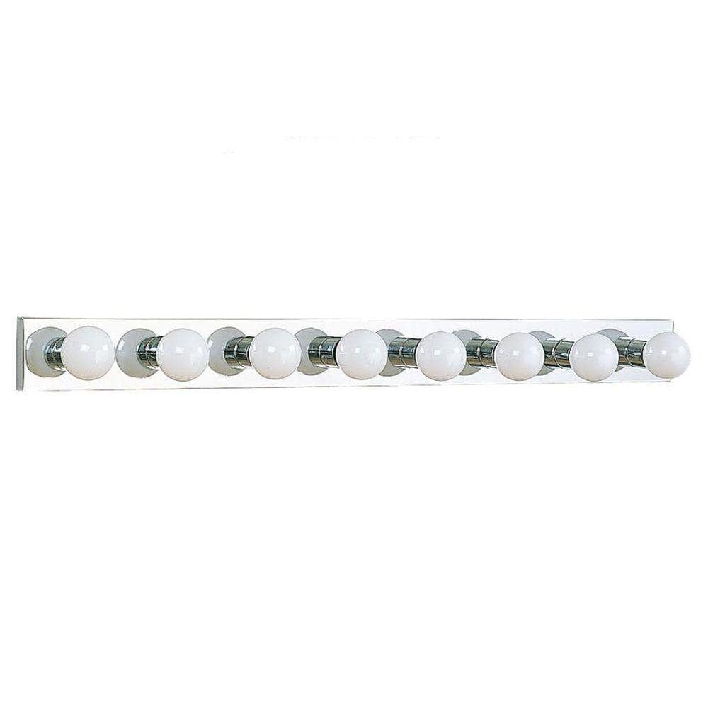 Center Stage 48 in. 8-Light Chrome Traditional Wall Dressing Room Hollywood