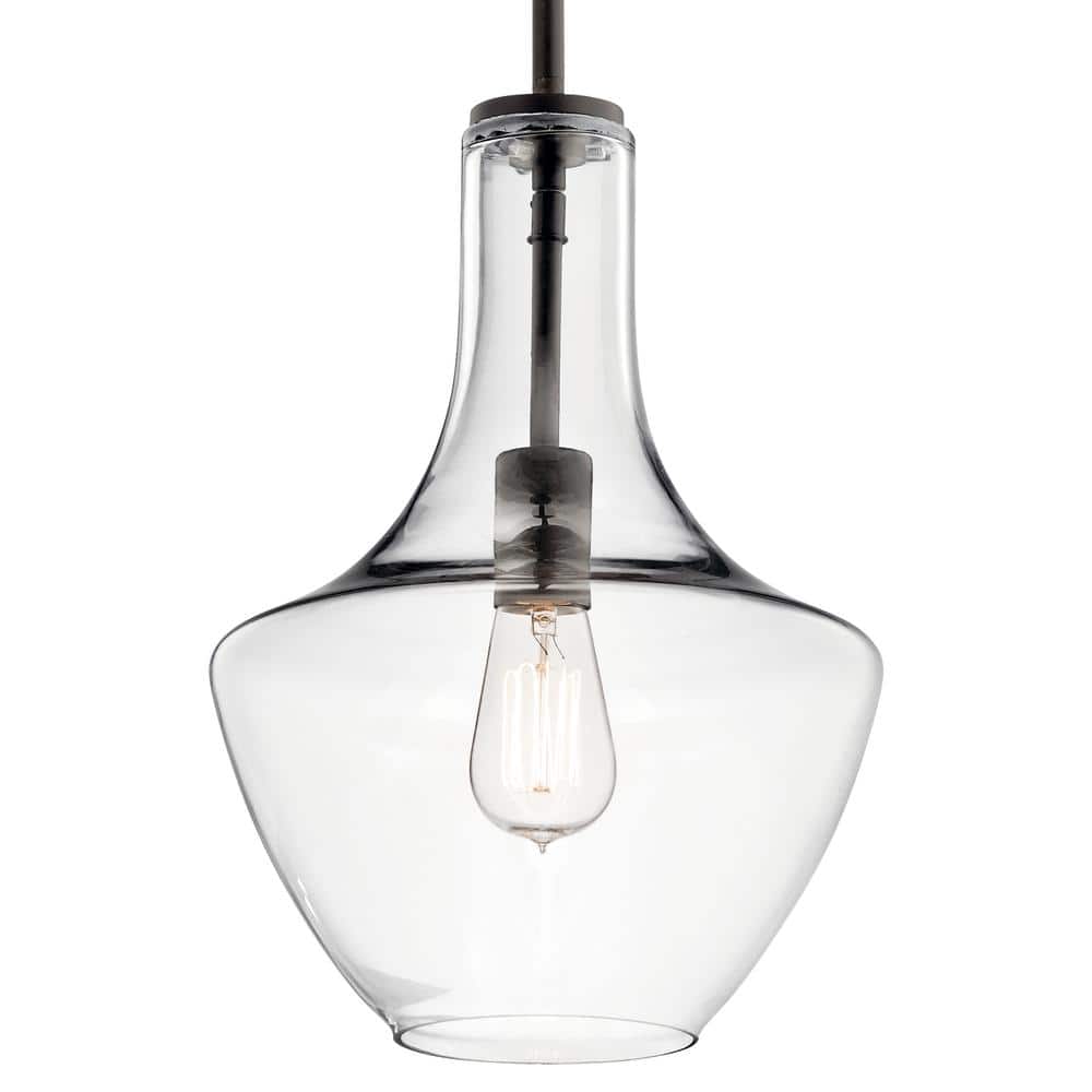 Clear Glass Teardrop Pendant Light with Bronze Finish