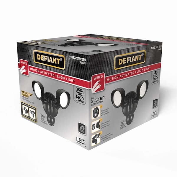 Defiant MaxDetect 240° Black Motion Sensing Wired Outdoor 2-Head