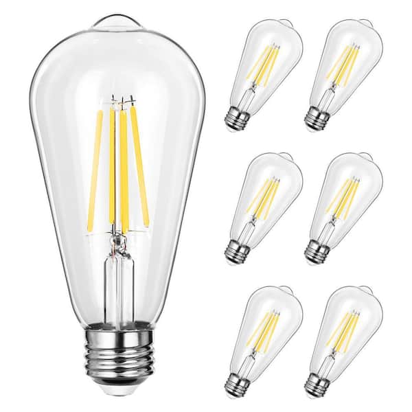 60-Watt Equivalent ST64 Dimmable Edison LED Light Bulb 2700K Warm White (6-Pack)