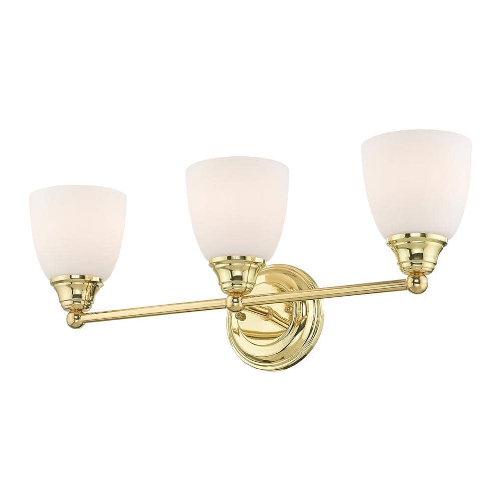 Somerville Polished Brass 3-Light Vanity with Satin Opal White Glass