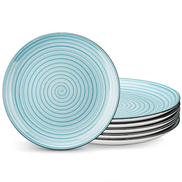 MALACASA Blue 6 Piece 10.5 in Stoneware Dinner Plates (Set of 6 )