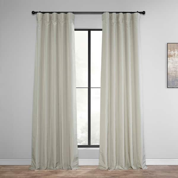 Exclusive Fabrics & Furnishings Mist Grey Gray Vintage Textured Faux Dupioni Silk Curtain 50 in. W x 108 in.L Rod Pocket Blackout Curtain (Single Panel)
