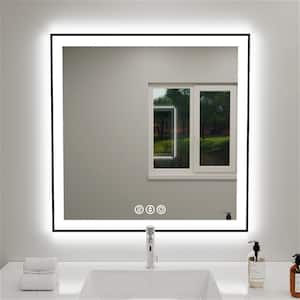 36 in. W x 36 in. H Square Framed LED Waterproof Wall Mount Bathroom Vanity Mirror with Anti-Fog and Memory Function