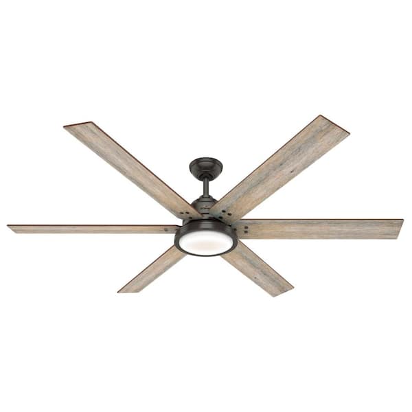 Hunter Warrant 70 in. LED Indoor Noble Bronze Ceiling Fan with Light and Wall Switch