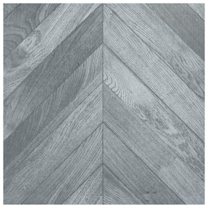 Herringbone Wood Look Gray 12" x 12" Water Resistant Peel & Stick Vinyl Floor Tile for Kitchen Bedroom (30 sq. ft./Case)