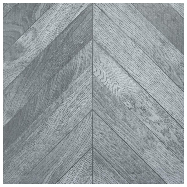 Art3d Herringbone Wood Look Gray 12" x 12" Water Resistant Peel & Stick Vinyl Floor Tile for Kitchen Bedroom (30 sq. ft./Case)