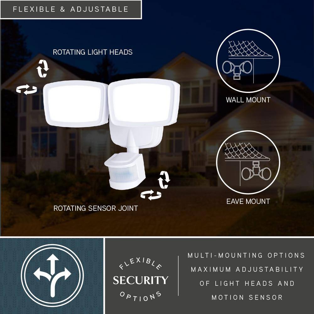 White Polycarbonate LED Motion Sensor Outdoor Security Flood Light