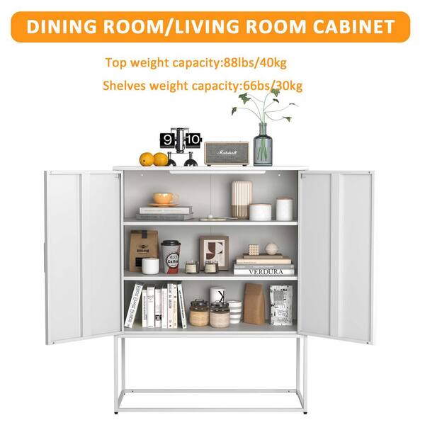 W x D x H White Linen Cabinet Metal