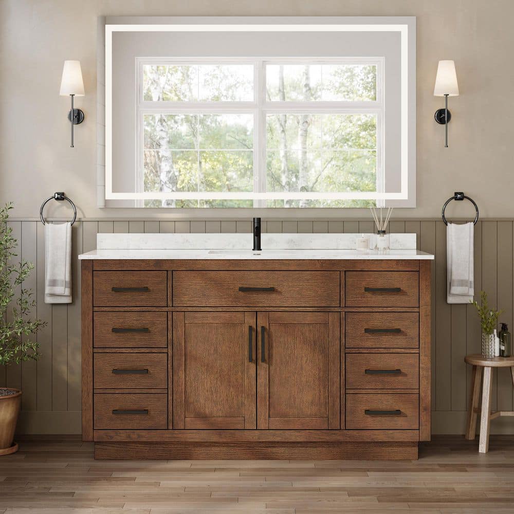 Beckett TK 60 in. Single Freestanding Dark Oak Bath Vanity with Carrara Cultured Marble Top price history on PriceWatchPro