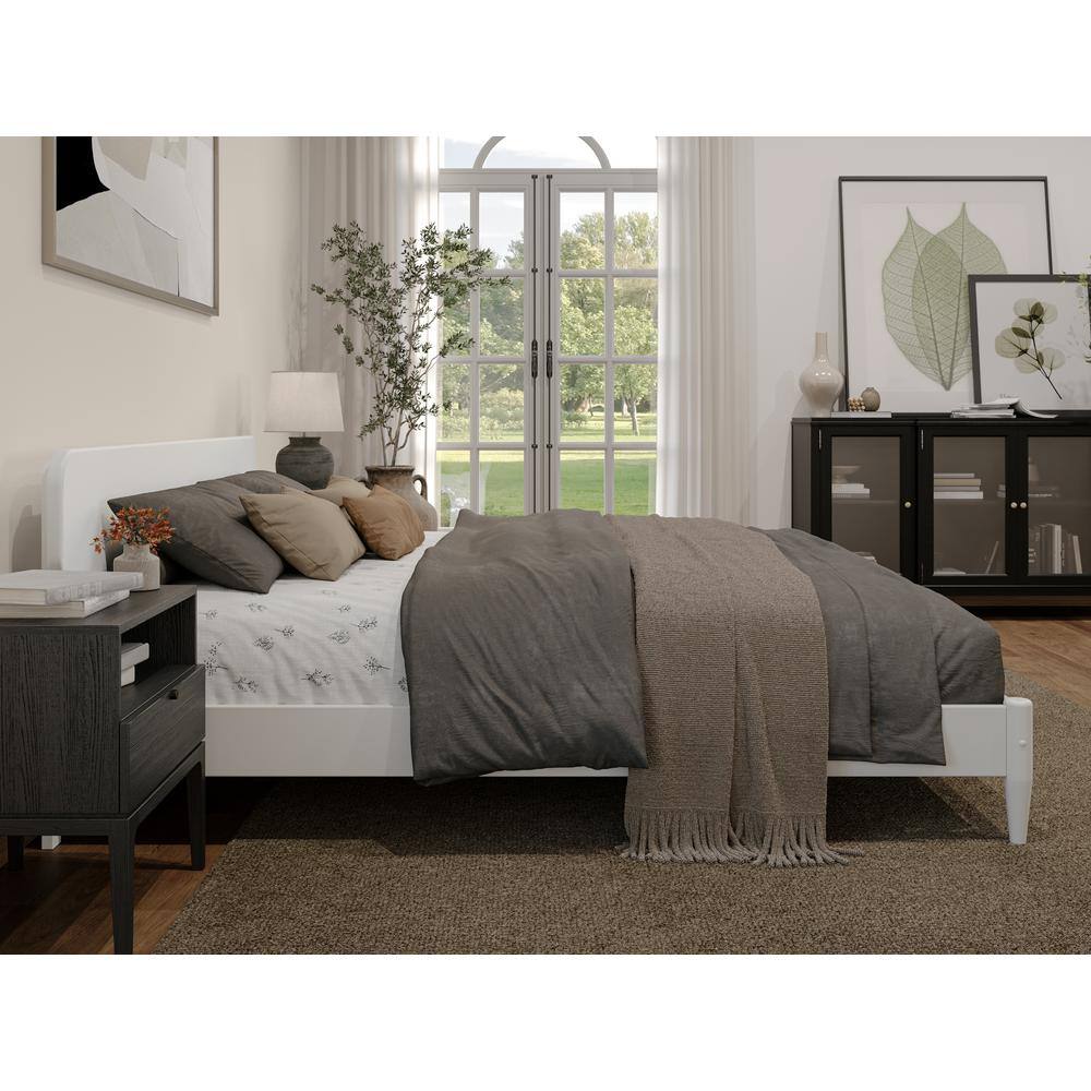 Florence White King Solid Wood Low Profile Platform Bed