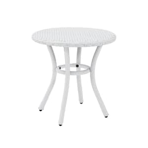 White Wicker Outdoor Side Table Palm Harbor