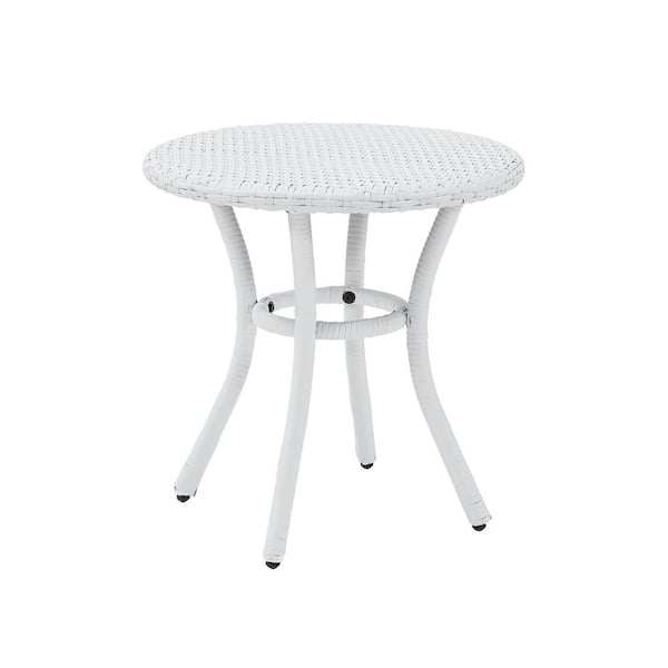 CROSLEY FURNITURE White Wicker Outdoor Side Table Palm Harbor