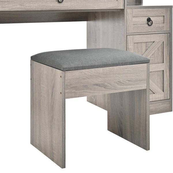2-Piece Gray Makeup Vanity Set w/Sliding Mirror, Lights Charging Station 2-Cabinets 4-Drawer Dressing Table w/Glass Top XS-W1778S00019 - The Home Depot 2-Piece Gray Makeup Vanity Set w/Sliding Mirror, Lights Charging Station 2-Cabinets 4-Drawer Dressing Table w/Glass Top XS-W1778S00019 - The Home Depot