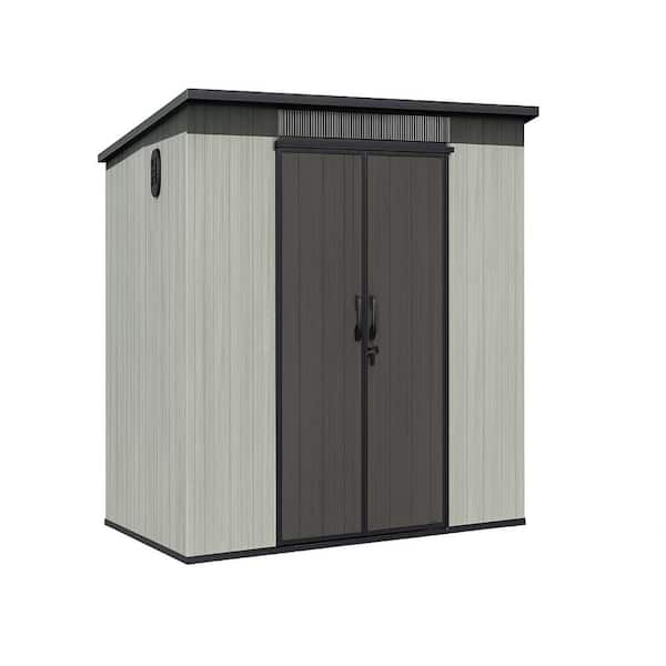 9 ft. W x 6 ft. D Outdoor Resin Storage Shed with Lockable Door, Waterproof Outside Sheds & Sloping Roof for Patio, Grey
