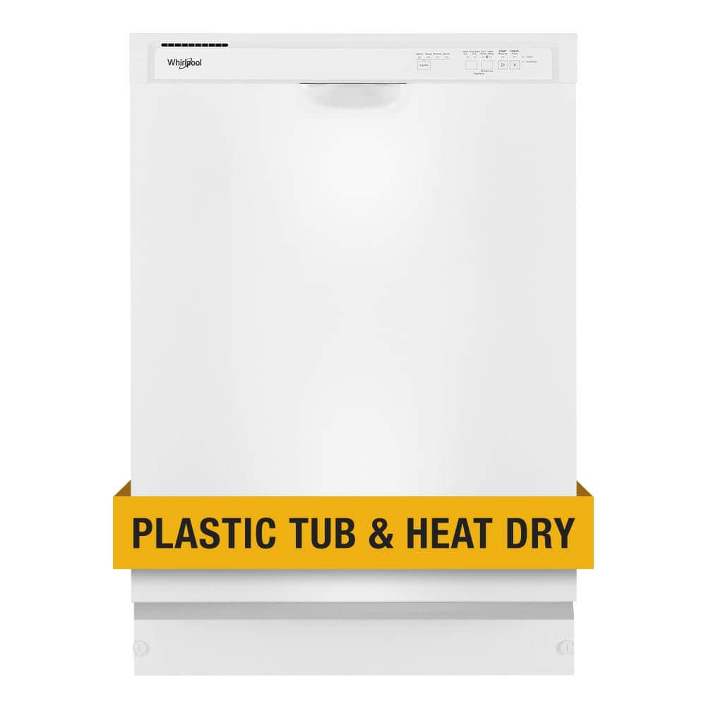 Whirlpool 24 in. Front Built-In Tall Tub Dishwasher in White with 4-Cycles