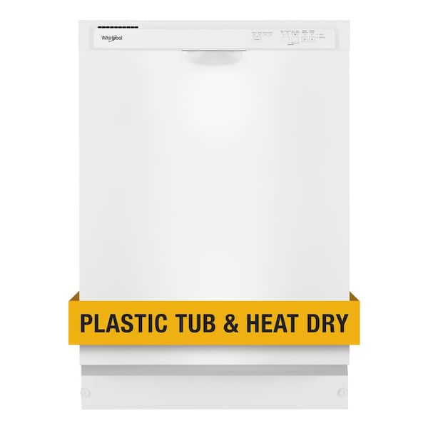 Whirlpool 24 in. Front Built-In Tall Tub Dishwasher in White with 4-Cycles