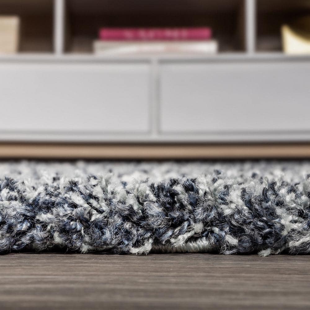Denim Blue/Cream Diamond Shag Synthetic 4' x 6' Area Rug