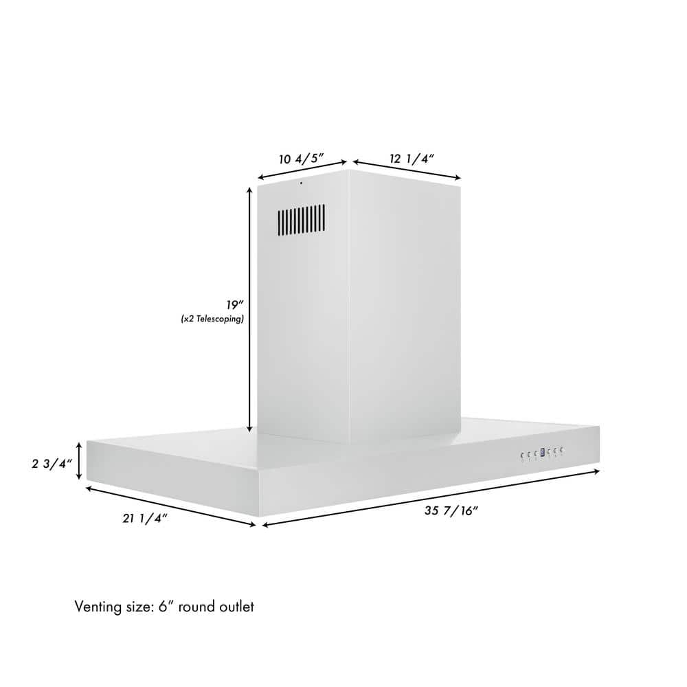 36" Stainless Steel Convertible Island Range Hood with Charcoal Filter
