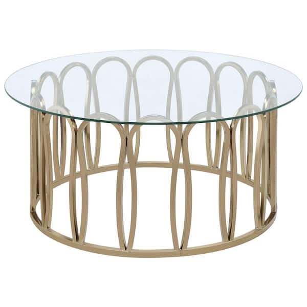 Coaster Monett 39.25 in. Chocolate Chrome and Clear Round Glass Top Coffee Table