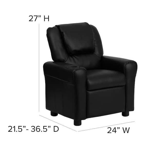 Flash Furniture Contemporary Black Leather Kids Recliner with Cup Holder 