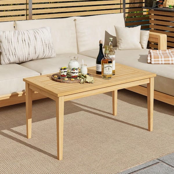 ANGELES HOME 20 in. x 35.5 in. Outdoor Teak Wood Coffee Table with