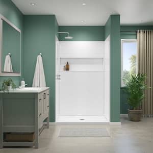 NexTile 48 in. W x 34 in. D x 74 in. H 4-Piece Direct-to-Stud Composite Alcove Shower Wall Surround in White