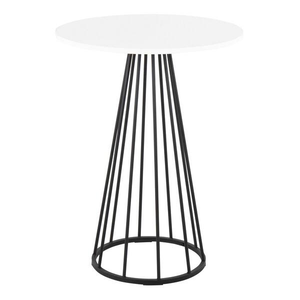 Lumisource Canary CeCe 27 in. Round White Wood and Black Metal Counter Height Dining Table (Seats 2)