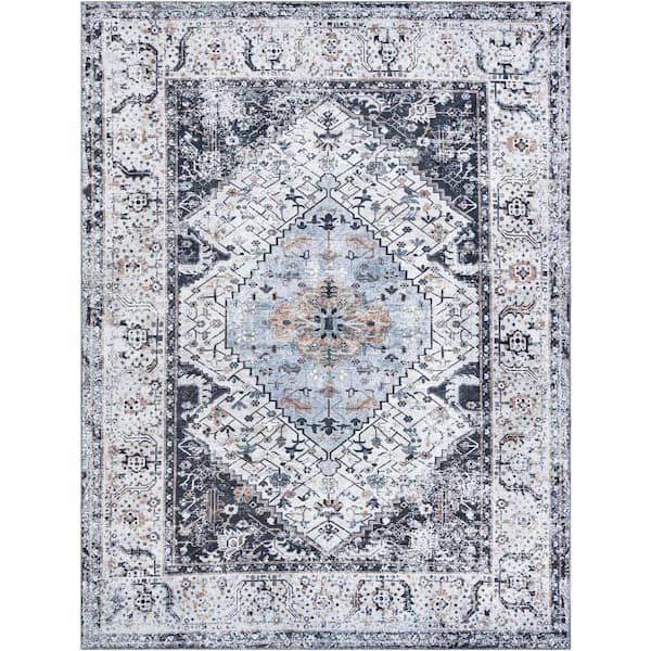 Unique Loom Yara Yash Linen Charcoal 9 ft. 10 in. x 13 ft. 1 in. Area Rug