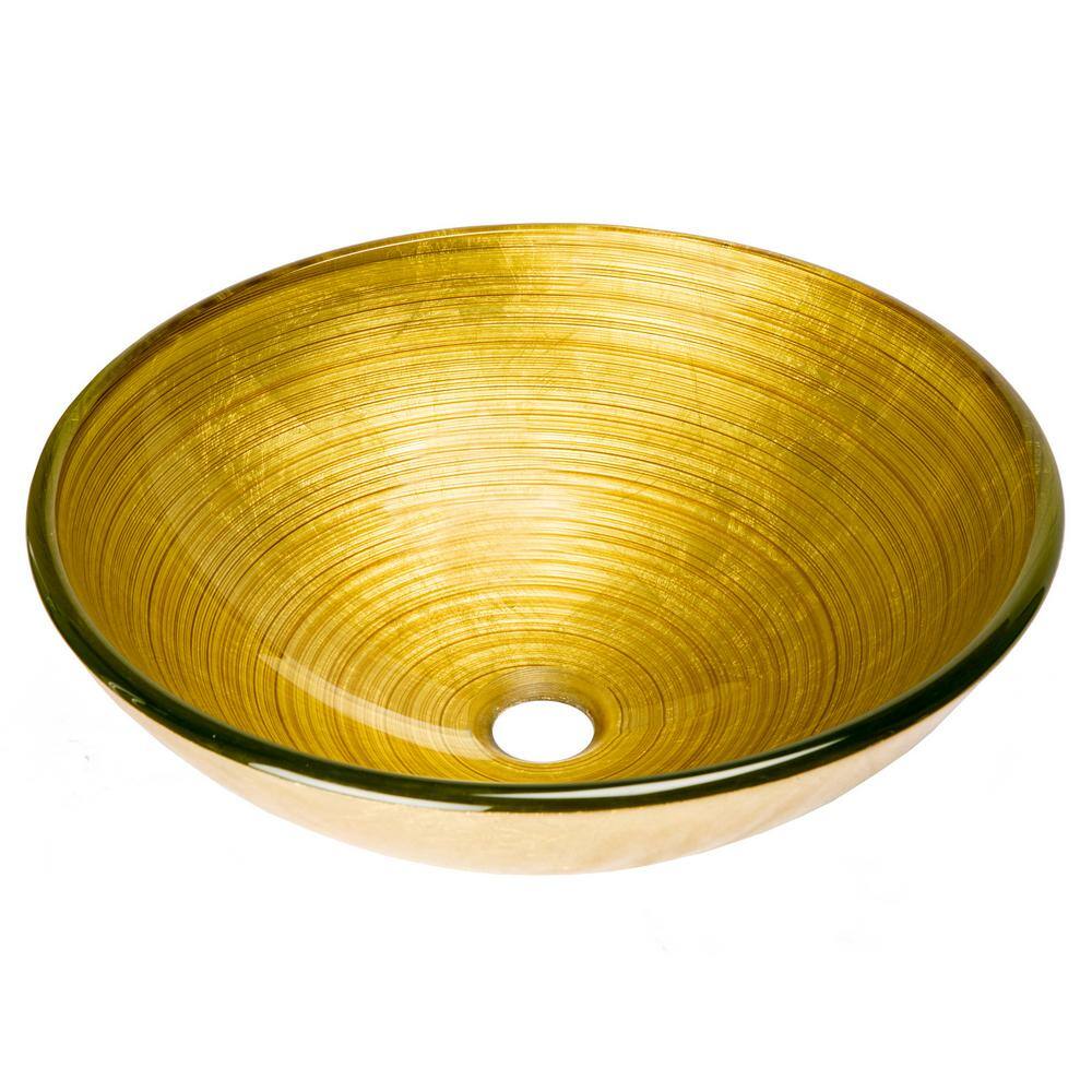 Khaki Tempered Glass Round Above-Counter Bathroom Sink