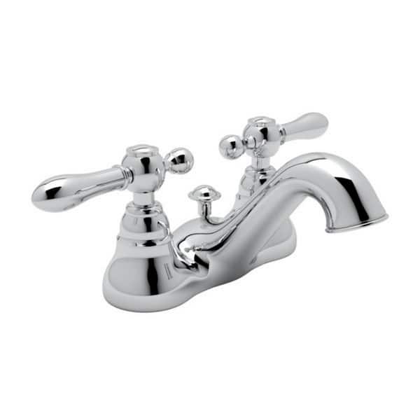 ROHL Arcana 4 in. Centerset Double Handle Wall Mount Bathroom Faucet in Polished Chrome