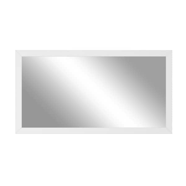 59 in. W x 34 in. H Rectangle Wood Framed Wall Mounted Modern Decor Bathroom Vanity Mirror in White