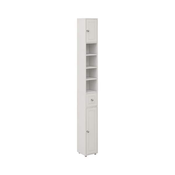 7.8 in. W x 7.8 in. D x 71 in. H Tall Slim Bathroom Storage Cabinet with 1-Drawer, 2-Door and 4-Adjustable Shelves-White