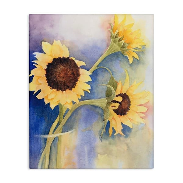 Stupell Industries Sunflower Trio in Vase by Stephanie Fielden Unframed Nature Graphic Art Print 20 in. x 16 in.