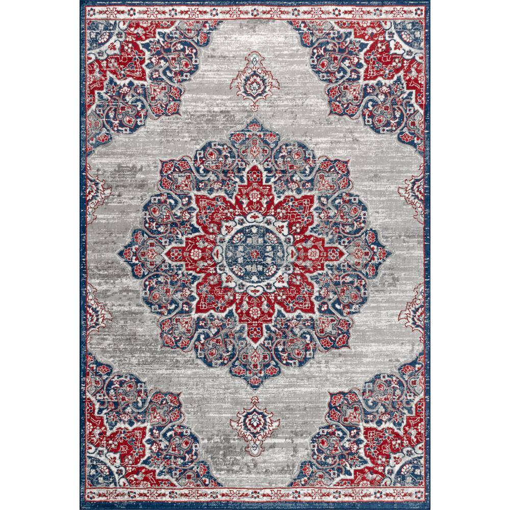 4 Ft X 6 Area Rug Mdp103a, Red And Grey Area Rugs