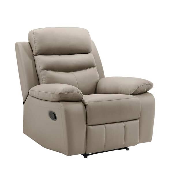 Edelia Latte Leather Manual Recliner