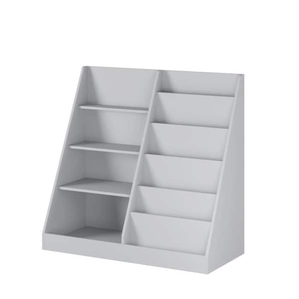 Gray 34.65 in. W x 33.47 in. H Wood Freestanding Magazine Rack